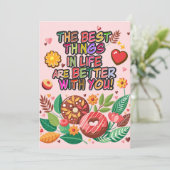 教室でのバレンタインデー　ボヘミアンのドーナツと花 シーズンカード (スタンド正面)