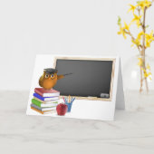 教室で教えるフクロウ カード (黄色い花)
