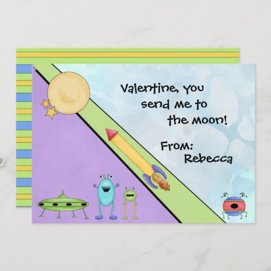 教室に配るバレンタインカード　月まで飛ばして シーズンカード (正面/裏面)