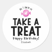教室のお菓子 誕生日 ハート キャンディ シンプル ラウンドシール (正面)