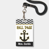 教室のためのいかりの先生のホールパス バッジ (正面（ネックストラップ付）)