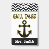 教室のためのいかりの先生のホールパス バッジ (裏面)