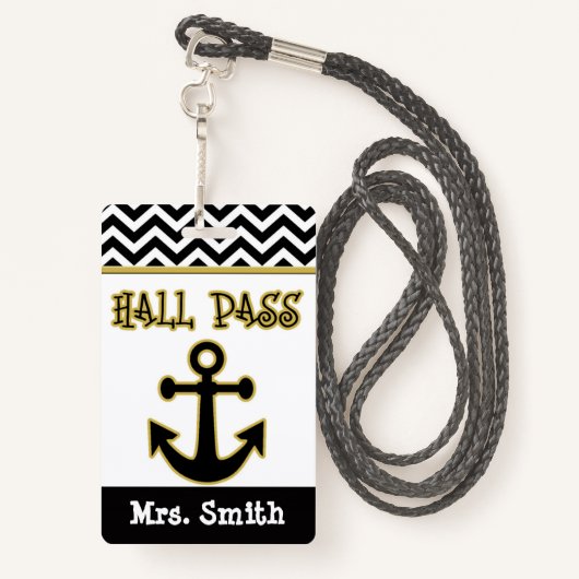 教室のためのいかりの先生のホールパス バッジ (裏面ランヤード)