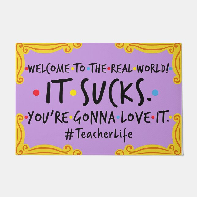 教室のドアマットへようこそ、おもしろい先生プレゼント ドアマット (正面)