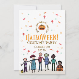 教室のハロウィンパーティー | かわいい子供たちのデザイン 招待状