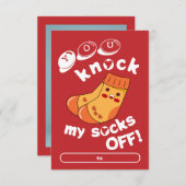 教室のバレンタインのカードから靴下を抜く 招待状 (正面/裏面)