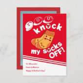 教室のバレンタインのカード私の靴下をノック 招待状 (正面/裏面)