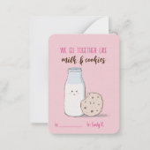 教室のバレンタインのミルクとクッキー ノートカード (正面)