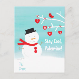 教室のバレンタインの子供への学校の雪だるま シーズンポストカード