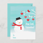 教室のバレンタインの子供への学校の雪だるま シーズンポストカード (正面/裏面)