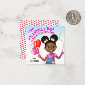 教室のバレンタインをスキップするアフリカ系アメリカ人の少女 ノートカード (正面/裏面インサイチュ)