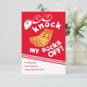 教室のバレンタインデーのカード：私の靴下をノックする 招待状 (スタンド正面)