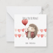 教室のバレンタインデー、かわいいハリネズミ、写真 ノートカード (正面)