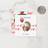 教室のバレンタインデー、かわいいハリネズミ、写真 ノートカード (正面/裏面インサイチュ)