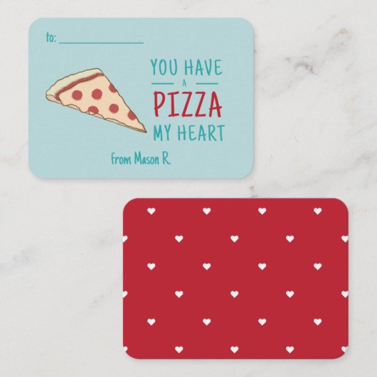 教室のバレンタインピザオブマイハート ノートカード (正面/裏面)
