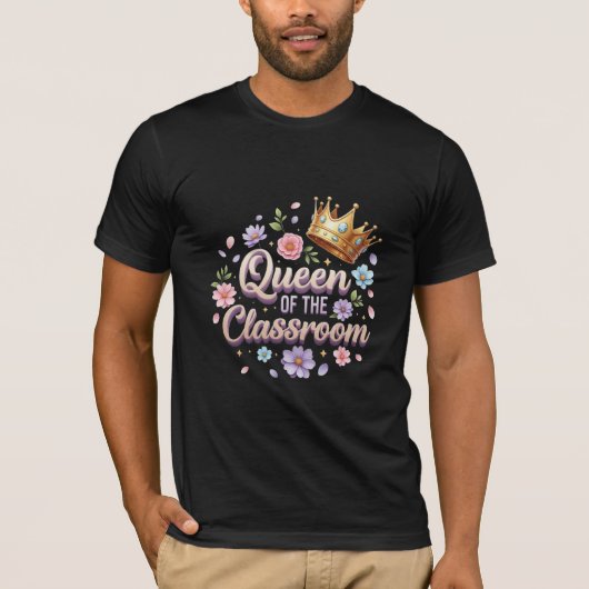 教室の女王 先生 フラワー クラウン Tシャツ (正面)