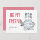 教室の子供バレンタイン。かわいい猫。私の友達になれ シーズンポストカード (正面/裏面)