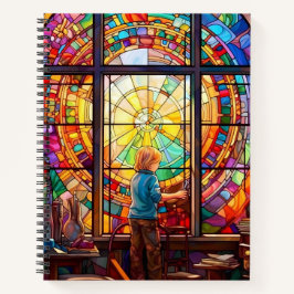 教室カラフルでのステンドグラスの子供 ノートブック