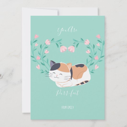 教室バレンタインかわいい猫カード サンキューカード (正面)