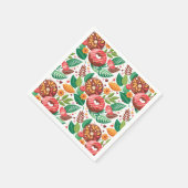 教室バレンタインのドーナツと花の装飾 スタンダードカクテルナプキン (角)