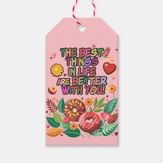 教室バレンタインのドーナツ花をパーソナライズ ギフトタグ (正面)