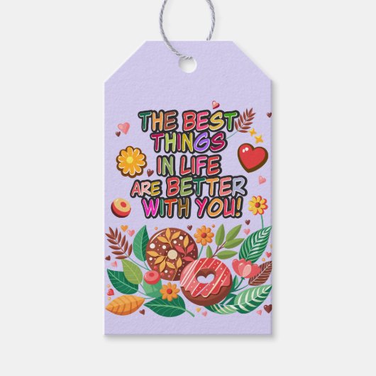 教室バレンタインのドーナツ花をパーソナライズ ギフトタグ (正面)