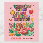 教室バレンタインのドーナツ花をパーソナライズ ワインラベル (シングルラベル)