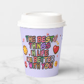 教室バレンタインのドーナツ花をパーソナライズ 紙コップ (正面)