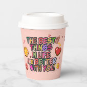 教室バレンタインのドーナツ花をパーソナライズ 紙コップ (正面)