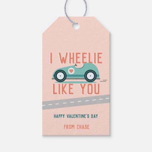 教室バレンタインのレースカーギフトラベル ギフトタグ (正面)