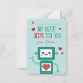 教室バレンタインのロボットのビープ音カード ノートカード (正面)