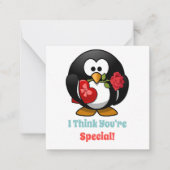 教室バレンタインデペンギンハート ノートカード (正面)