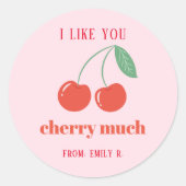 教室バレンタインデーさくらんぼシール ラウンドシール (正面)