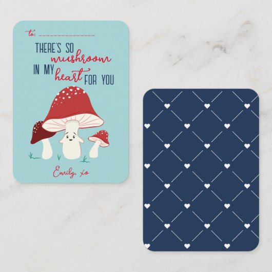教室バレンタインデーそうキノコハートカード ノートカード (正面/裏面)