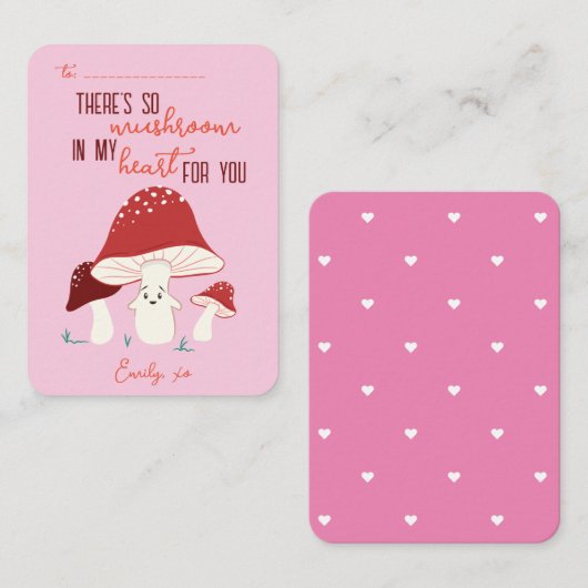 教室バレンタインデーそうキノコハートカード ノートカード (正面/裏面)