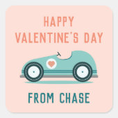 教室バレンタインデーのレースカー スクエアシール (正面)