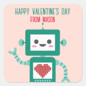 教室バレンタインデーのロボットがビープ音を鳴らす スクエアシール (正面)
