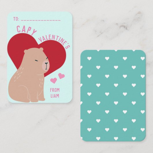 教室バレンタインデーカピバラケイピー ノートカード (正面/裏面)