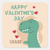 教室バレンタインデー恐竜Dinoステッカー スクエアシール (正面)