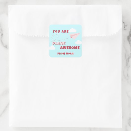 教室バレンタインデー飛行機ステッ素晴らしカー スクエアシール (バッグ)