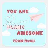 教室バレンタインデー飛行機ステッ素晴らしカー スクエアシール (正面)