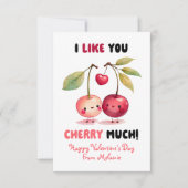教室バレンタインデー チェリーが好きよ ノートカード (正面)
