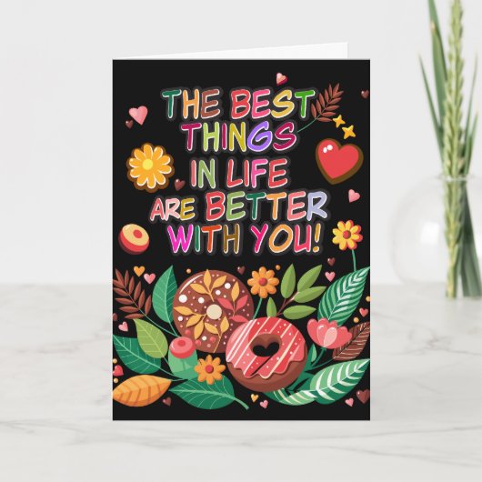 教室バレンタインデーBohoドーナツと花 カード (正面)
