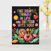 教室バレンタインデーBohoドーナツと花 カード (黄色い花)