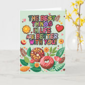 教室バレンタインデーBohoドーナツと花 カード (黄色い花)