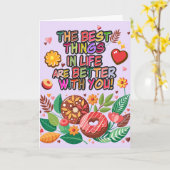 教室バレンタインデーBohoドーナツと花 カード (黄色い花)