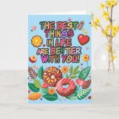 教室バレンタインデーBohoドーナツと花 カード (黄色い花)