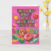 教室バレンタインデーBohoドーナツと花 カード (黄色い花)