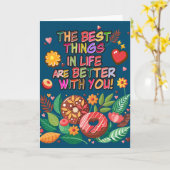 教室バレンタインデーBohoドーナツと花 カード (黄色い花)