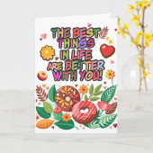 教室バレンタインデーBohoドーナツと花 カード (黄色い花)